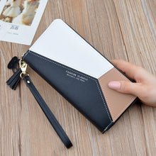 Load image into Gallery viewer, Geometric Women Wallets with Zipper Pink Phone Pocket Purse Card Holder Patchwork Women Long Wallet Lady Tassel Short Coin Purse