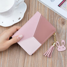 Load image into Gallery viewer, Geometric Women Wallets with Zipper Pink Phone Pocket Purse Card Holder Patchwork Women Long Wallet Lady Tassel Short Coin Purse