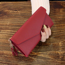 Load image into Gallery viewer, 2019 Fashion Womens Wallets Simple Zipper Purses Black White Gray Red Long Section Clutch Wallet Soft PU Leather Money Bag