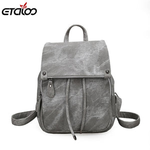 2019 College Wind Backpack Shoulder Bag PU Leather Women's bag fashion ladies backpack Mochila Escolar School Bags For Teenagers