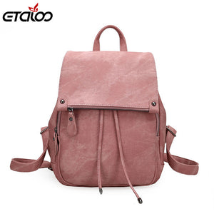 2019 College Wind Backpack Shoulder Bag PU Leather Women's bag fashion ladies backpack Mochila Escolar School Bags For Teenagers